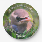 ベビーWaxwing鳥パーソナライズされた誕生日パーティー ペーパープレート (正面)