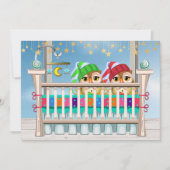 ベビーx 2ラッキー！ツインズ招待状 招待状 (正面)