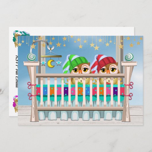 ベビーx 2ラッキー！ツインズ招待状 招待状 (正面/裏面)