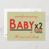 ベビーx 2、誇らしげに発表、"あなたの名前"f... 案内ポストカード (正面/裏面)