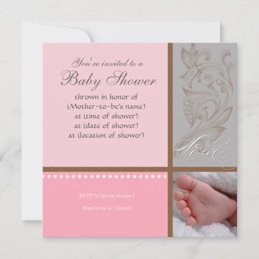 ベベモダンスワールnドット – ベビーガールシャワー招待状 招待状 (正面)