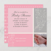 ベベモダンスワールnドット – ベビーガールシャワー招待状 招待状 (正面/裏面)