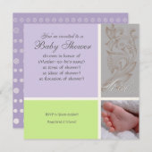 ベベモダンスワールnドット – ベビーガールシャワー招待状 招待状 (正面/裏面)