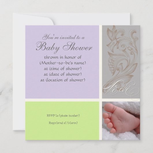 ベベモダンスワールnドット – ベビーガールシャワー招待状 招待状 (正面)