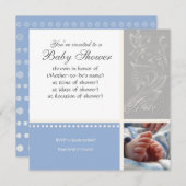 ベベモダンスワールnドット – 男の赤ちゃんシャワー招待状 招待状 (正面/裏面)