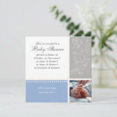 ベベモダンスワールnドット – 男の赤ちゃんシャワー招待状 招待状 (スタンド正面)