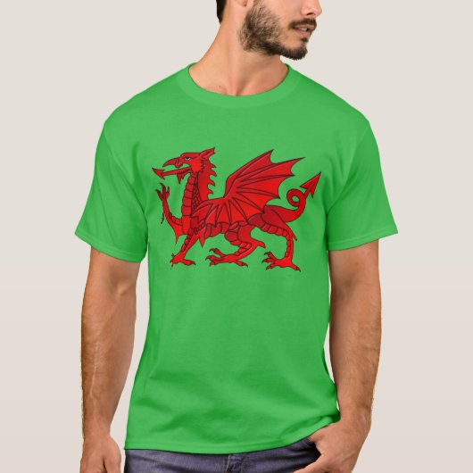 ベベル効果を持つウェルシュ·ドラゴン Tシャツ (正面)