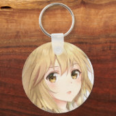 ベムードのアニメの女の子ゴールデンブロンドの髪の毛のヘイゼルの目 キーホルダー (正面)
