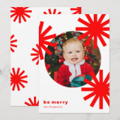 ベメリーおもしろいホワイトレッドポンポムズホリデーカード シーズンカード (正面/裏面)
