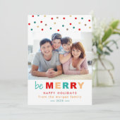 ベモダンタイポグラフィメリー紙吹雪ホリデーフォト シーズンカード (スタンド正面)