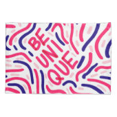 ベユニーク引用文アートピンクブルー絵を描スクイグル 枕カバー (裏面)