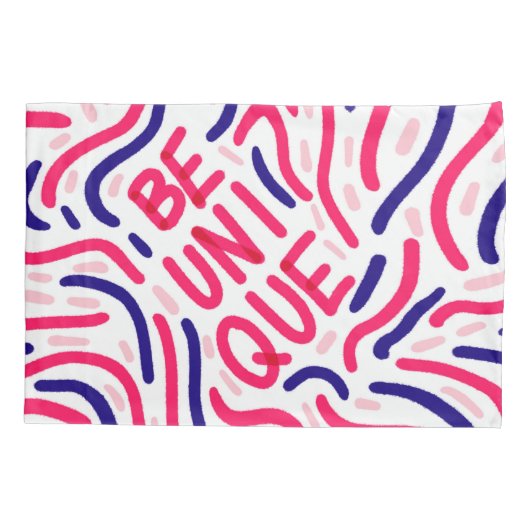 ベユニーク引用文アートピンクブルー絵を描スクイグル 枕カバー (裏面)