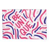 ベユニーク引用文アートピンクブルー絵を描スクイグル 枕カバー (正面)