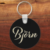 ベヨルンネームホワイトゴールドボタンシュリュッセランハンガー キーホルダー (正面)