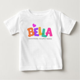 ベラの名前は女の子のバブル文字のアパレルを意味する ベビーTシャツ