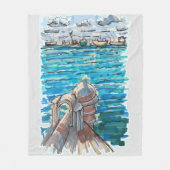 ベラクルスのサンフアン・デ・ウルアの穏やかな水辺 フリースブランケット (正面)