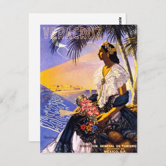 ベラクルズメキシコヴィンテージ旅行ポスター復元 ポストカード (正面/裏面)