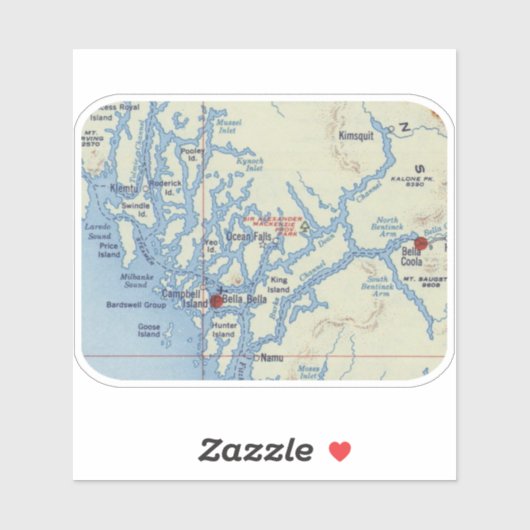 ベラクーラBCヴィンテージの地図 シール (シート)