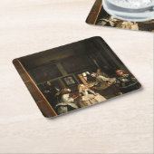 ベラスケス- Las Meninas 1656年 スクエアペーパーコースター (アングル)