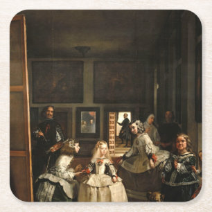 ベラスケス- Las Meninas 1656年 スクエアペーパーコースター