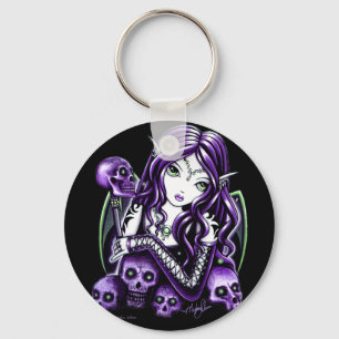 ベラドンナの紫色のスカルの妖精Keychain キーホルダー