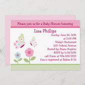 ベラバタフライアンドフラワーベビーシャワー招待状 招待状 (正面/裏面)