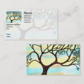 ベラム上のツリー（水彩背景付き） 名刺 (正面/裏面)
