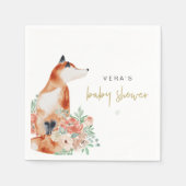 ベラユーカリプトゥスグリーンリー&テラコッタフローラキツネ スタンダードカクテルナプキン (正面)