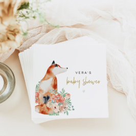 ベラユーカリプトゥスグリーンリー&テラコッタフローラキツネ スタンダードカクテルナプキン