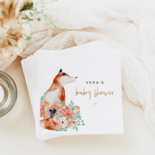 ベラユーカリプトゥスグリーンリー&テラコッタフローラキツネ スタンダードカクテルナプキン