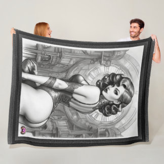 ベラリアレトロエイジピンアップガールポートレート フリースブランケット