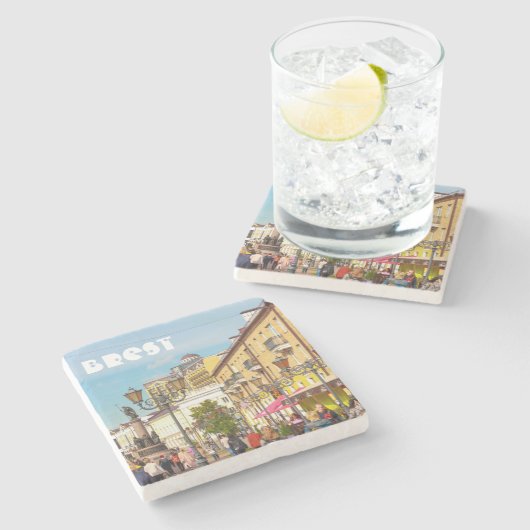 ベラルーシБеларусьブレストБрест建築都市 ストーンコースター (横)