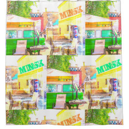 ベラルーシБеларусьミンスクМинск建築グラフィティ シャワーカーテン