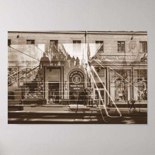 ベラルーシБеларусьミンスクМинск建築コラージュ ポスター (正面)