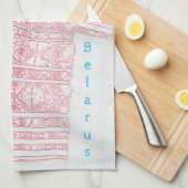 ベラルーシБеларусь国家フォークパターン キッチンタオル (四つ折り)