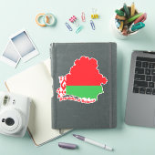 ベラルーシの国旗と国土地図 シール (iPadカバー)