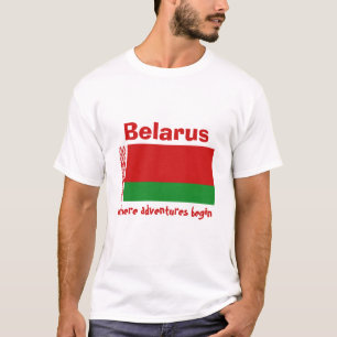 ベラルーシの旗+地図+テキストTシャツ Tシャツ