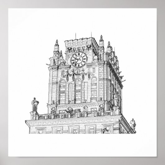 ベラルーシミンスク市門アーキテクチャースケッチ ポスター (正面)