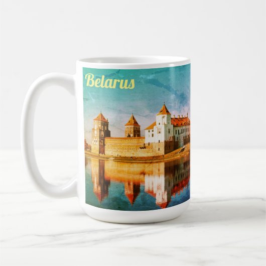ベラルーシミール城建築マグカップ コーヒーマグカップ (左)
