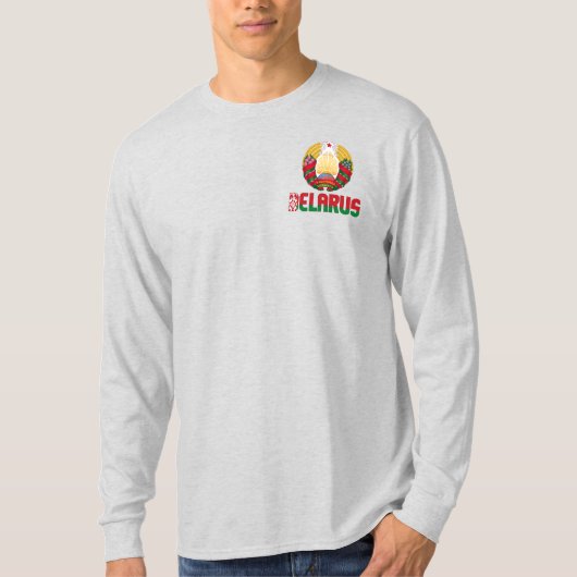 ベラルーシ国旗とコート・オブ・アームズ Tシャツ (正面)