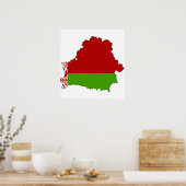 ベラルーシ国旗の地図フルサイズ ポスター (キッチン)
