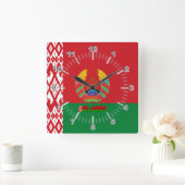 ベラルーシ国旗の紋章   スクエア壁時計 (ホーム)