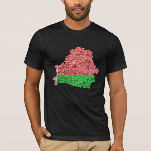 ベラルーシ国旗カラーマップTシャツ Tシャツ (正面)