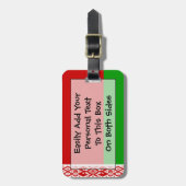 ベラルーシ国旗簡単ID個人 ラゲッジタグ (正面縦)