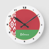 ベラルーシ国旗、ベラルーシトレンディーファッション/デザイン時計 ラウンド壁時計 (正面)