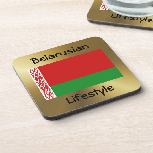 ベラルーシ国旗+文字コースター コースター (左側)
