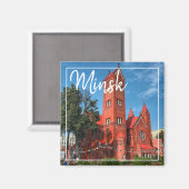 ベラルーシ建築ミンスクザレッドチャーチマグネット マグネット (正面/裏面)