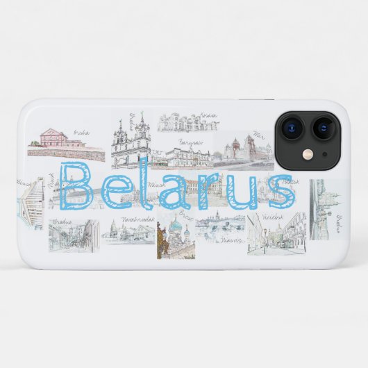 ベラルーシ建築都市コラージュiPhone 11ケース Case-Mate iPhoneケース (裏面(横))