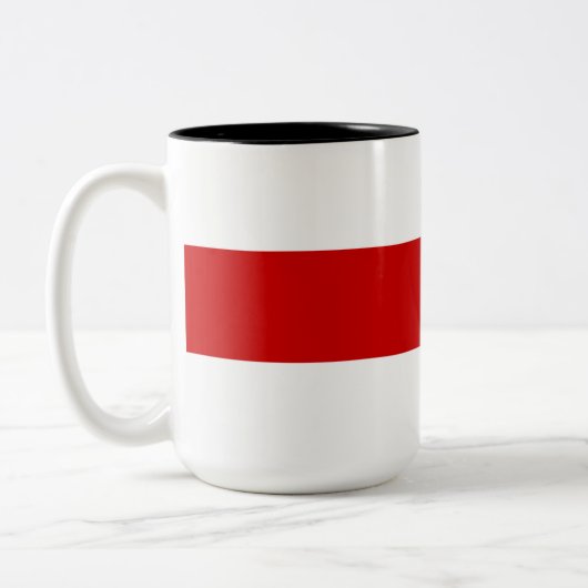 ベラルーシ赤と白国旗 ツートーンマグカップ (左)