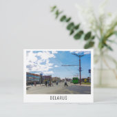ベラルーシ・グロドノ市街並み建築市民 ポストカード (スタンド正面)